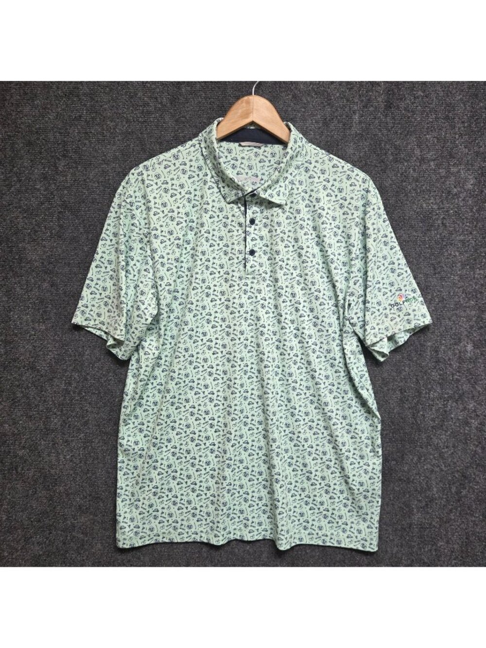 Swannies Golf Polo Shirt Mens Large Performance AOP GYGO Gopher Golf Now NBC